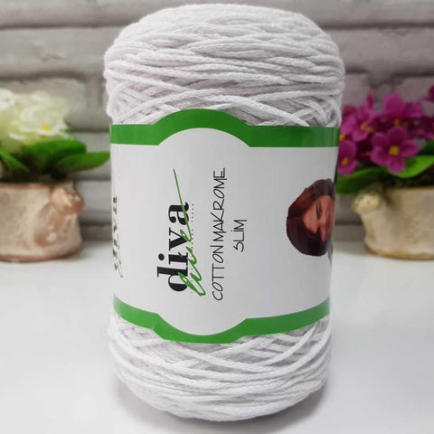 Diva İnce Cotton Makrome Beyaz